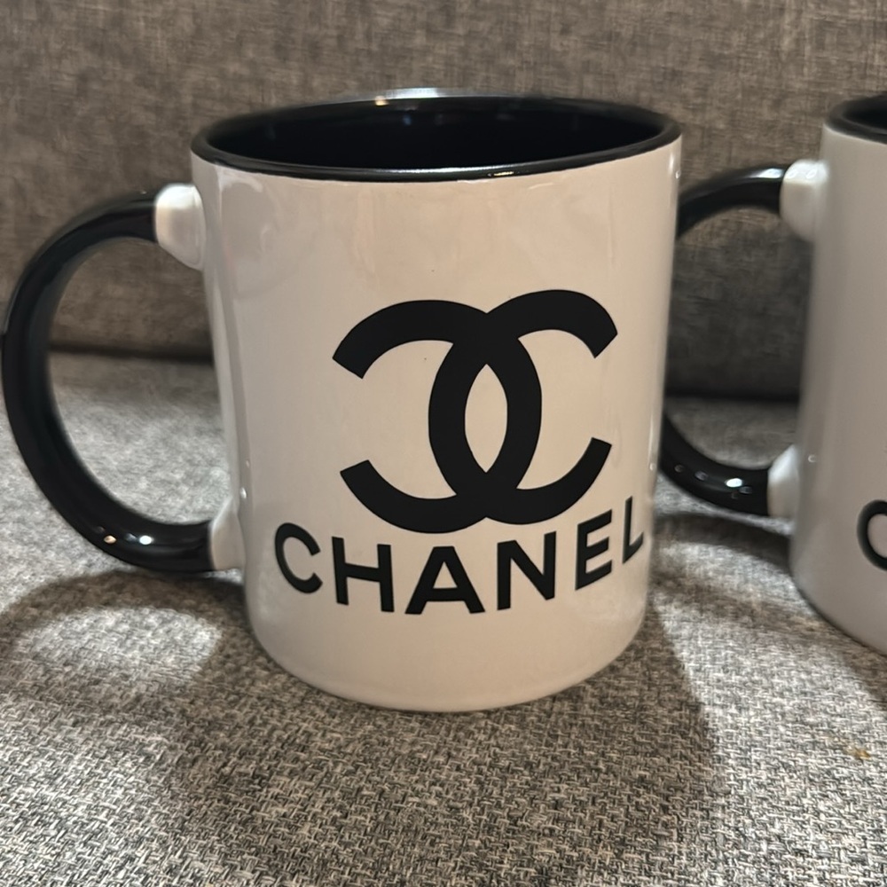 TWO Luxury Black and White Logo Coffee Mugs - Picture 3 of 7